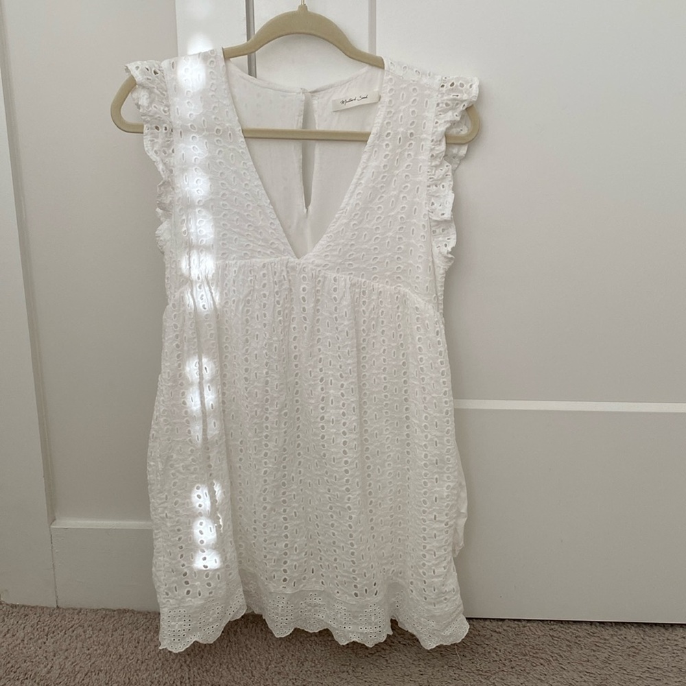White embroidered lace romper dress